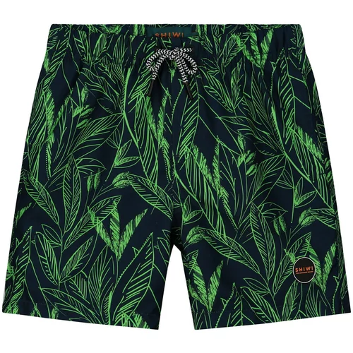 Shiwi Kupaće hlače 'Scratched leaves' morsko plava / neonsko zelena