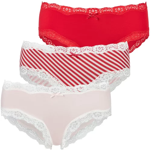 Lascana Spodnje hlače roza / rdeča / bela