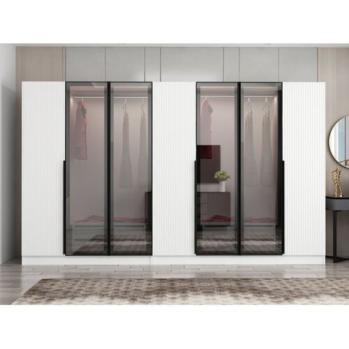 Hanah home ormar sa reflektujućim staklom Nisa 20607, 315 cm, beli Cene