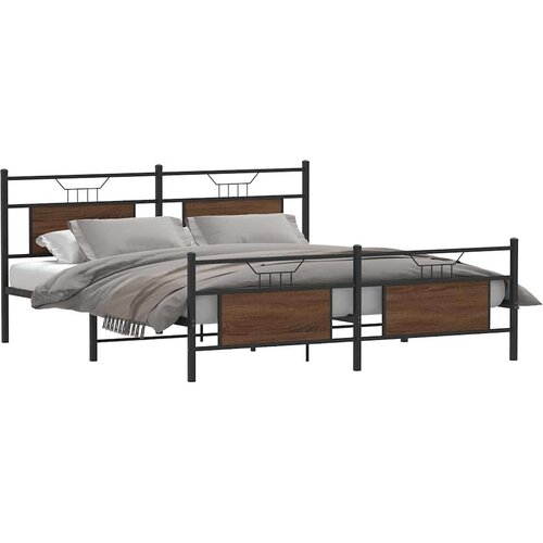 VidaXL Metalni okvir kreveta bez madraca smeđa boja hrasta 160x200 cm Slike