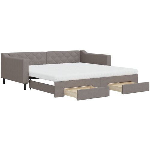 vidaXL Izvlečna dnevna postelja s predali taupe 100x200 cm blago, (20787853) Cene