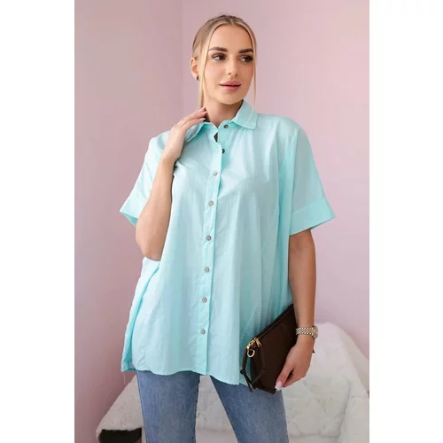 Kesi Cotton shirt with short sleeves mint
