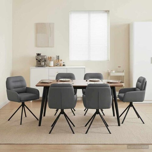  Okretne blagovaonske stolice 6 pcs Umjetna koža Siva Cene