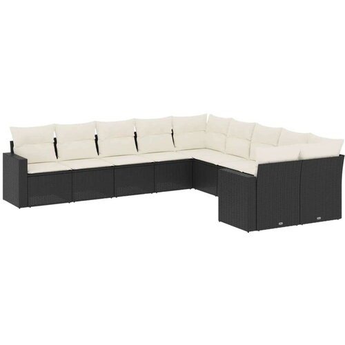 vidaXL 10-dijelni set vrtnih sofa s jastucima crni od poliratana Cijene