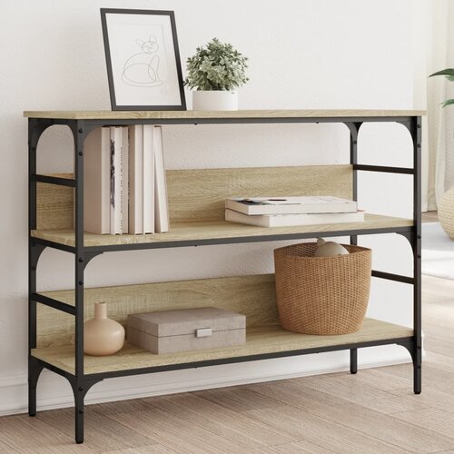  The Living Store Klubska mizica sonoma hrast 100x32x75 cm inženirski les - Konzolna Mizica, (21448363) Cene