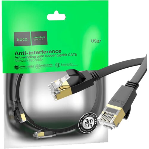 hoco. Mrežni kabl, CAT6, Gigabit Ethernet, flat, 3 met., crna - US07 General, 3 met. Cijene
