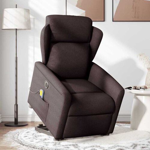 Maison Chic Električni masažni naslanjač - Relax naslanjač s funkcijo vstajanja temno rjav, (22062323) Cene