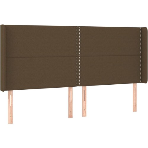 VidaXL Vzglavje z u&amp;scaron;esi temno rjavo 203x16x118/128 cm blago, (20737216) Slike