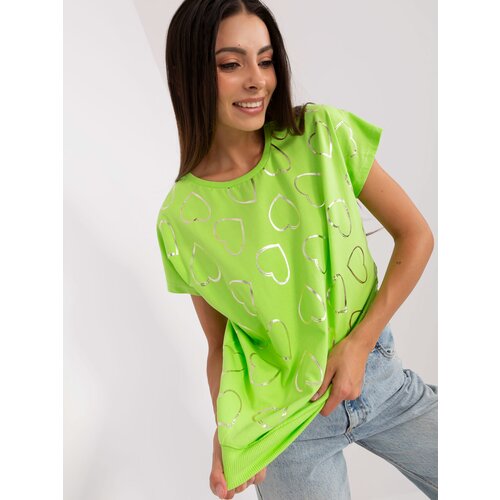 Fashion Hunters Light green cotton blouse with print Slike