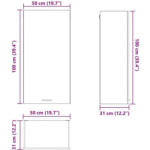  Viseći ormarić Riga Sonoma hrast i bijela 50 x 31 x 100 cm Slike