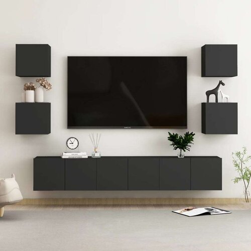  Komplet TV omaric 7-delni črna iverna plo&amp;scaron;ča, (20730496) Slike