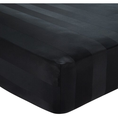 Catherine Lansfield Crna satenska plahta s gumom 150x200 cm So Soft Satin Stripe – Cene