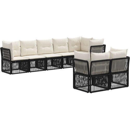 vidaXL Vrtna sedežna garnitura 8 pcs Črna poli ratan, (5000269859) Cene