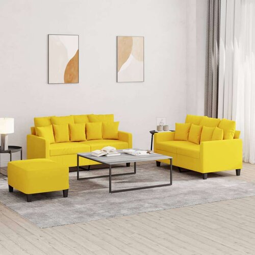  3-dijelni set sofa s jastucima svjetložuti od tkanine Cijene