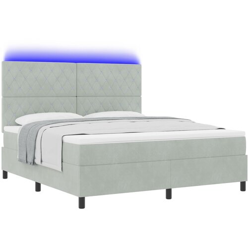 vidaXL krevet s opružnim sustavom s madracem &amp led svjetlom svjetlosiva 180x200 cm baršun Cene