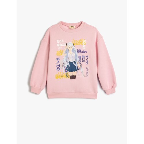 Koton Anime Printed Sweatshirt Ribbed Long Sleeve Crew Neck Slike