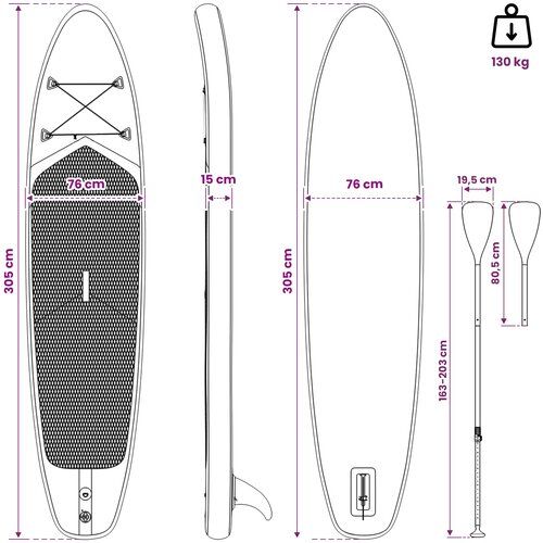 SUP Daska s Mjestom 2-u-1 TRITON 305 x 76 x 15 cm Plava za Slike