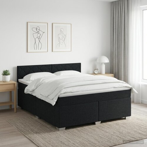  Boxspring krevet s madracem Crna 140 x 200 cm Tkanina Cijene
