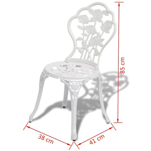  3-dijelni bistro set od lijevanog aluminija bijeli Slike