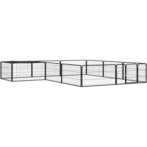  Ograda za pse s 12 panela crna 100 x 50 cm čelik obložen prahom Cene