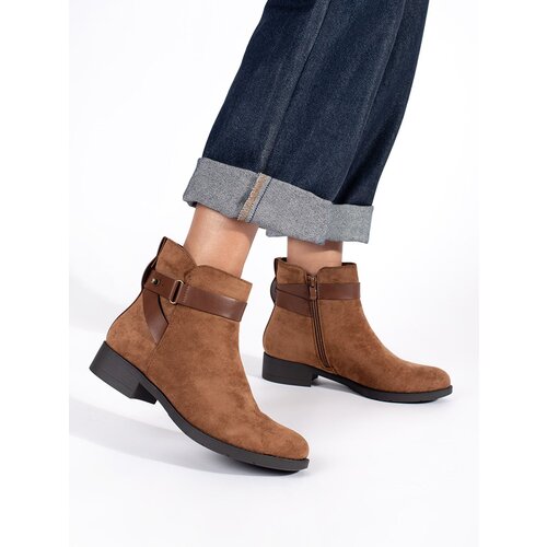 Shelvt brown suede ankle boots for women Slike