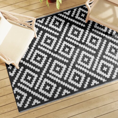 VidaXL Zunanja preproga bela in črna 140x200 cm PP Slike