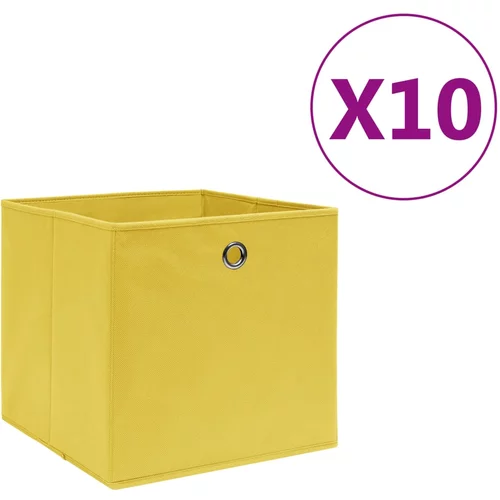 vidaXL Škatle 10 kosov netkano blago 28x28x28 cm rumene