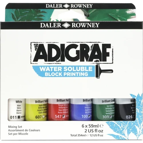 DALER ROWNEY Adigraf Block Printing Water Soluble Colour Barva za linotisk 6 x 59 ml