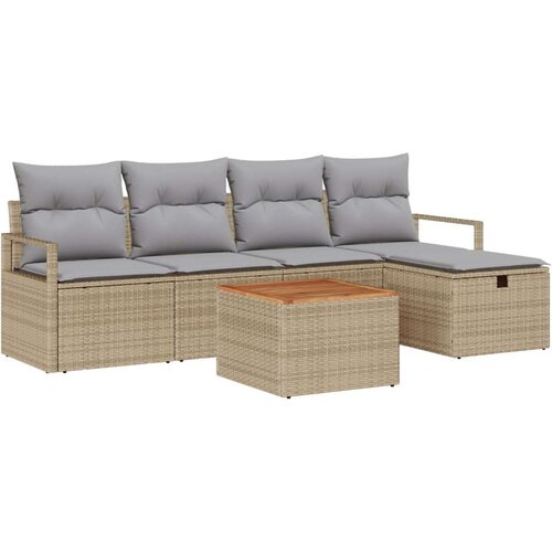  6-dijelni Vrtni Sofa Set s Jastucima Bež Poli Ratan  Sofa za Dva s Skladištem i Jastucima Bež Poli Ratan Cijene