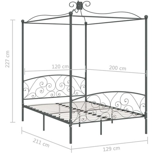  Za krevet s nadstre&amp;scaron;nicom sivi metalni 120 x 200 cm Slike