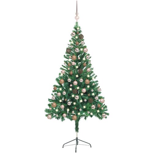 vidaXL umetna novoletna jelka z led lučkami in bučkami 150 cm 380 vej, (20671037) Cene