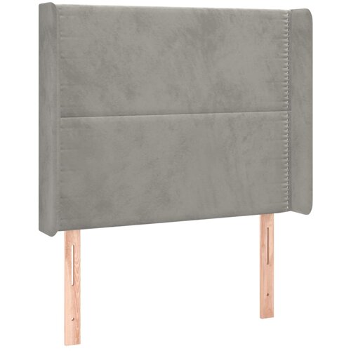 VidaXL Vzglavje z u&amp;scaron;esi svetlo sivo 93x16x118/128 cm žamet, (20932345) Slike