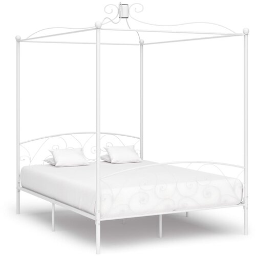  Okvir za krevet s nadstrešnicom bijeli metalni 160 x 200 cm Cene