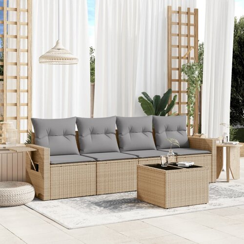 vidaXL 5-dijelni vrtni set sofa s jastucima bež od poliratana Cijene