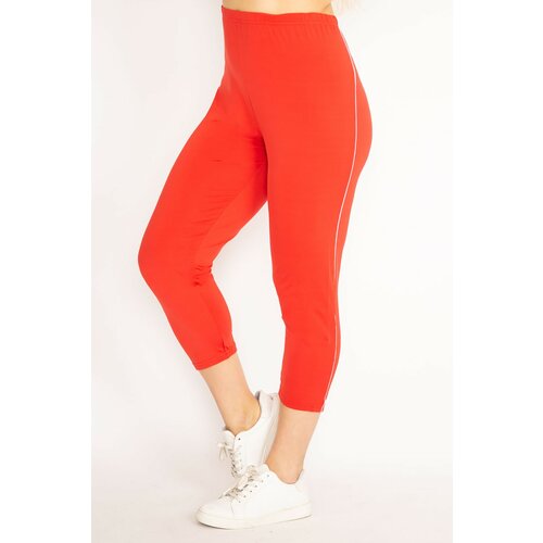 Şans Women's Plus Size Pomegranate Side Stripe Lycra Jersey Leggings Trousers Slike