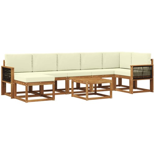 vidaXL Zunanja garnitura za sedenje 8 pcs Naravna in smetana Poliester, (5000280795) Cene
