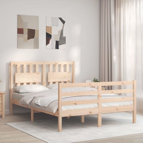 VidaXL Okvir kreveta s uzglavljem 4FT mali bračni od masivnog drva Slike