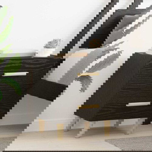 vidaXL Posteljna omarica s predalom 2 pcs Črni hrast 40 x 35 x 47.5 cm Cene