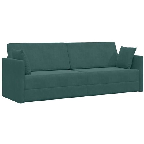 vidaXL Tlažni kavč z posteljo 2-v-1 Temno zelena 213x144x60 cm Velvet Cene
