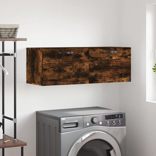 The Living Store Stenska omarica dimljeni hrast 100x36,5x35 cm inženirski les - Stenska Omarica, (21430736) Cene