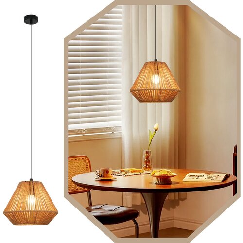 Nettlife viseča vintage jedilna miza z 1 žarnico, vrvjo iz konoplje, lanterna dizajn E27 svetilka za jedilnico, (22122944) Cene