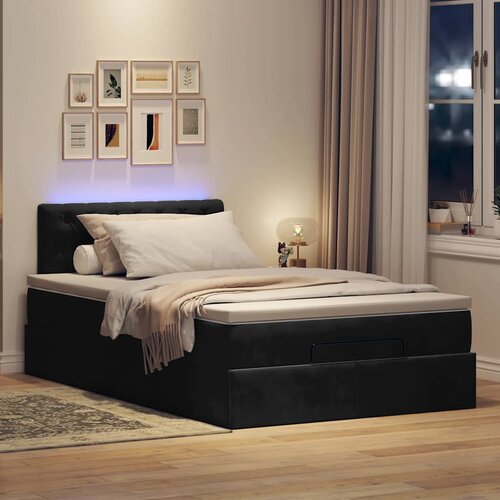 VidaXL Otomanski krevet s madracem&amp;amp;LED crni 120x200cm bar&amp;scaron;unasti Slike