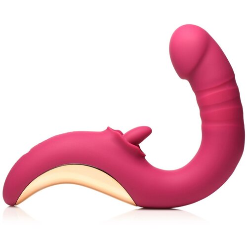 Lickgasm XR Brands - Tease & Please Licking & Thrusting Vibrator - Pink Cene