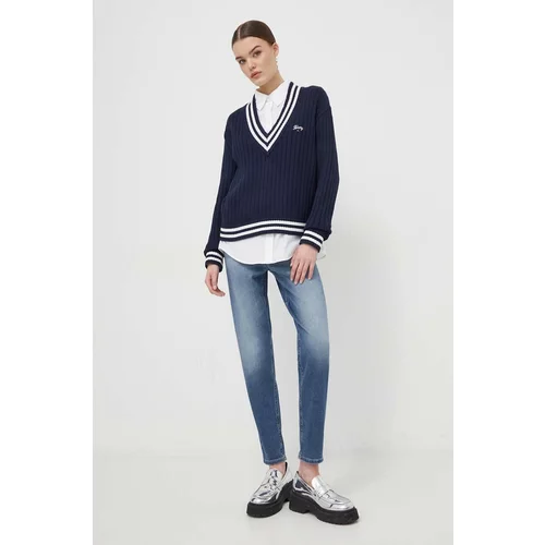 Tommy Jeans Pamučni pulover boja: tamno plava