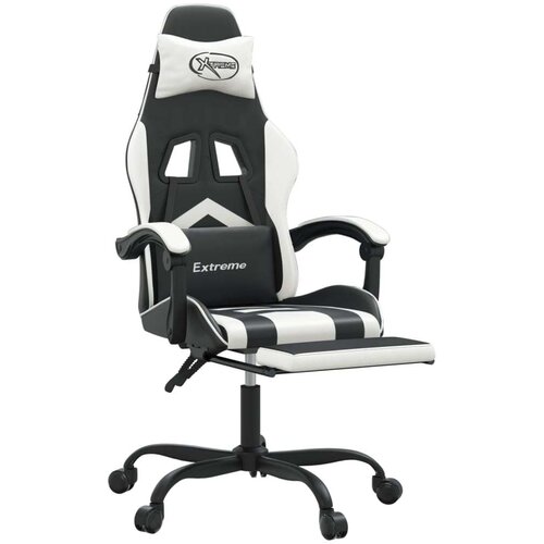  Gaming stol z oporo za noge črno in belo umetno usnje, (21378587) Slike