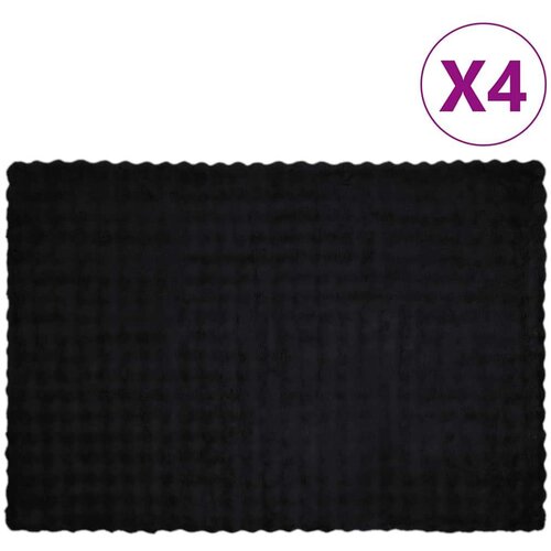  Lažni zec deka 4 pcs Crna 150 x 220 cm Poliester Cene