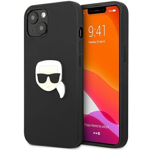 Karl Lagerfeld OVITEK USNJEN IKONIK KARLS HEAD ZA IPHONE 13 MINI 5,4 ČRN, (5000016298) Cene