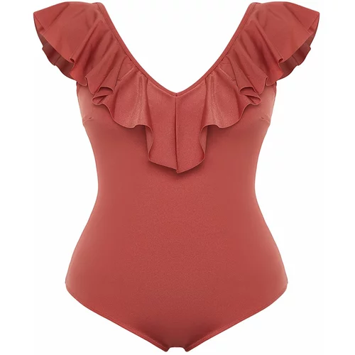 Trendyol Curve Tile Ruffle Detailed Swimsuit with Lifting Effect