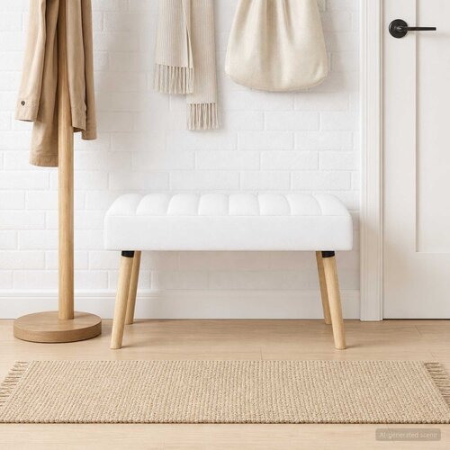  Klupa s utorima Bijela 80 x 40 x 46 cm Tkanina Cene