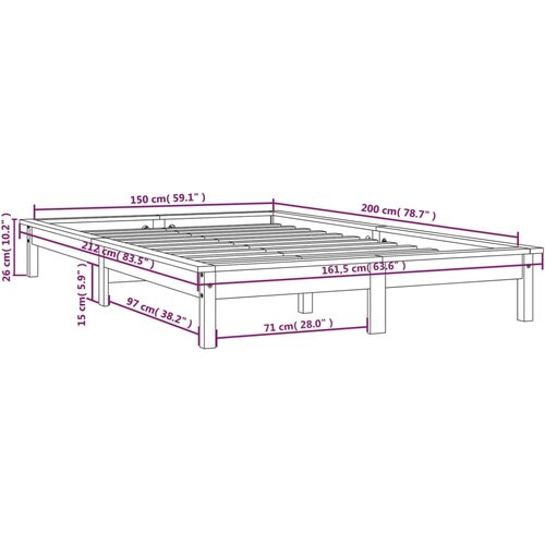  Okvir kreveta crni 150x200 cm veliki bračni od masivne borovine Slike